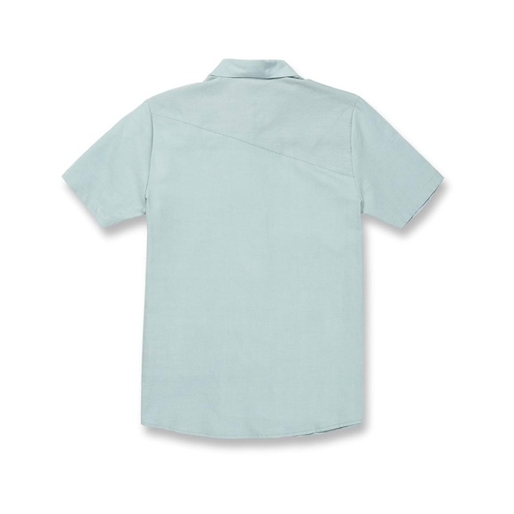 Volcom Men's Everett Oxford Short Sleeve Button Down Woven Shirt blue button up - Picture 2 of 3